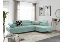 Canapé d'angle convertible RIO 5 places avec coffre de rangement en tissu - Bleu clair - Angle Droit