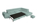 Canapé d'angle convertible RIO 5 places avec coffre de rangement en tissu - Bleu clair - Angle Droit