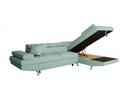 Canapé d'angle convertible RIO 5 places avec coffre de rangement en tissu - Bleu clair - Angle Droit