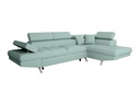 Canapé d'angle convertible RIO 5 places avec coffre de rangement en tissu - Bleu clair - Angle Droit