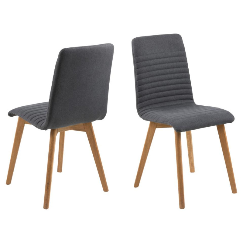 Lot 2 Chaises AROSA  Chêne huilé & Tissu Granada Anthracite