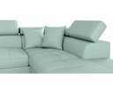 Canapé d'angle convertible RIO 5 places avec coffre de rangement en tissu - Bleu clair - Angle Droit