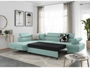 Canapé d'angle convertible RIO 5 places avec coffre de rangement en tissu - Bleu clair - Angle Gauche
