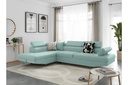 Canapé d'angle convertible RIO 5 places avec coffre de rangement en tissu - Bleu clair - Angle Gauche