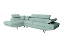 Canapé d'angle convertible RIO 5 places avec coffre de rangement en tissu - Bleu clair - Angle Gauche