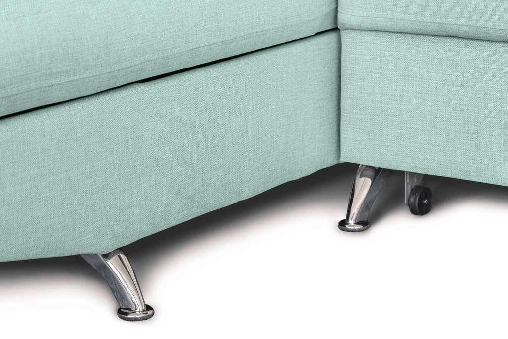 Canapé d'angle convertible RIO 5 places avec coffre de rangement en tissu - Bleu clair - Angle Gauche