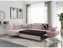 Canapé d'angle convertible RIO 5 places avec coffre de rangement en tissu - Vieux rose - Angle Gauche