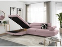 Canapé d'angle convertible RIO 5 places avec coffre de rangement en tissu - Vieux rose - Angle Gauche