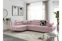 Canapé d'angle convertible RIO 5 places avec coffre de rangement en tissu - Vieux rose - Angle Gauche