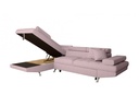 Canapé d'angle convertible RIO 5 places avec coffre de rangement en tissu - Vieux rose - Angle Gauche