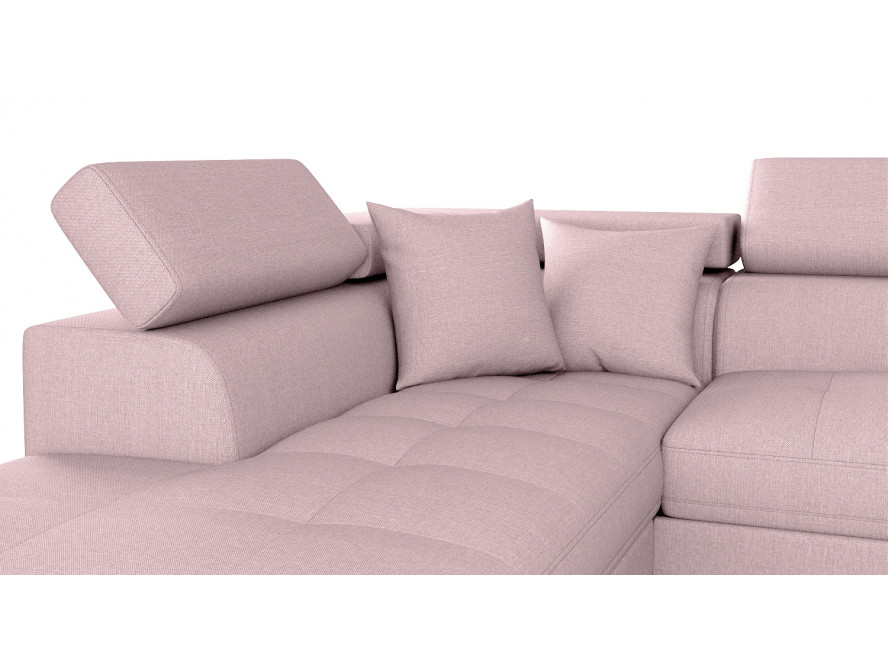 Canapé d'angle convertible RIO 5 places avec coffre de rangement en tissu - Vieux rose - Angle Gauche