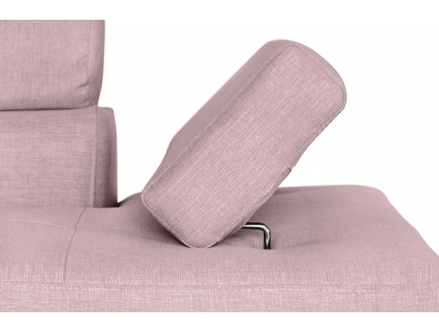 Canapé d'angle convertible RIO 5 places avec coffre de rangement en tissu - Vieux rose - Angle Gauche