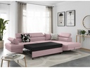 Canapé d'angle convertible RIO 5 places avec coffre de rangement en tissu - Vieux rose - Angle Droit