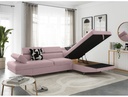 Canapé d'angle convertible RIO 5 places avec coffre de rangement en tissu - Vieux rose - Angle Droit