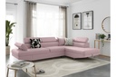 Canapé d'angle convertible RIO 5 places avec coffre de rangement en tissu - Vieux rose - Angle Droit