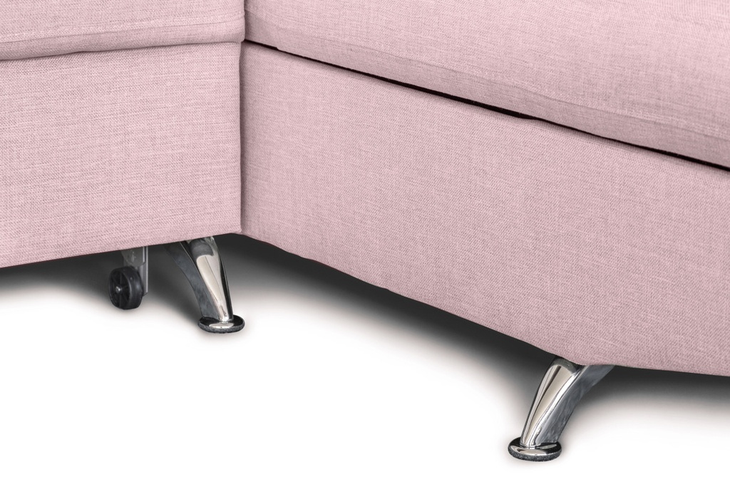 Canapé d'angle convertible RIO 5 places avec coffre de rangement en tissu - Vieux rose - Angle Droit