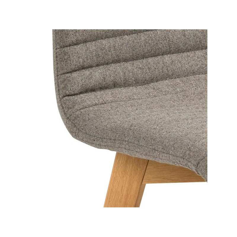 Lot 2 Chaises AROSA  Chêne huilé & Tissu Granada Gris clair