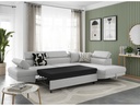 Canapé d'angle convertible RIO 5 places avec coffre de rangement en tissu - Gris perle - Angle Droit