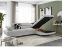 Canapé d'angle convertible RIO 5 places avec coffre de rangement en tissu - Gris perle - Angle Droit