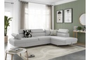Canapé d'angle convertible RIO 5 places avec coffre de rangement en tissu - Gris perle - Angle Droit
