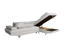 Canapé d'angle convertible RIO 5 places avec coffre de rangement en tissu - Gris perle - Angle Droit
