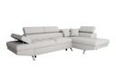 Canapé d'angle convertible RIO 5 places avec coffre de rangement en tissu - Gris perle - Angle Droit