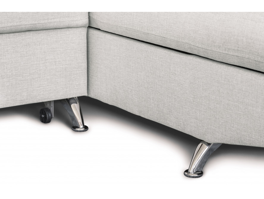 Canapé d'angle convertible RIO 5 places avec coffre de rangement en tissu - Gris perle - Angle Droit