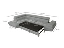 Canapé d'angle convertible RIO 5 places avec coffre de rangement en tissu - Gris perle - Angle Droit