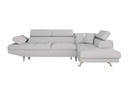 Canapé d'angle convertible RIO 5 places avec coffre de rangement en tissu - Gris perle - Angle Droit