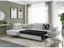 Canapé d'angle convertible RIO 5 places avec coffre de rangement en tissu - Gris perle - Angle Gauche
