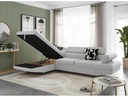 Canapé d'angle convertible RIO 5 places avec coffre de rangement en tissu - Gris perle - Angle Gauche