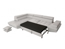 Canapé d'angle convertible RIO 5 places avec coffre de rangement en tissu - Gris perle - Angle Gauche