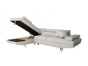 Canapé d'angle convertible RIO 5 places avec coffre de rangement en tissu - Gris perle - Angle Gauche