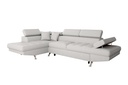Canapé d'angle convertible RIO 5 places avec coffre de rangement en tissu - Gris perle - Angle Gauche