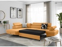 Canapé d'angle convertible RIO 5 places avec coffre de rangement en tissu - Jaune ocre - Angle Gauche