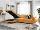 Canapé d'angle convertible RIO 5 places avec coffre de rangement en tissu - Jaune ocre - Angle Gauche
