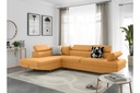 Canapé d'angle convertible RIO 5 places avec coffre de rangement en tissu - Jaune ocre - Angle Gauche