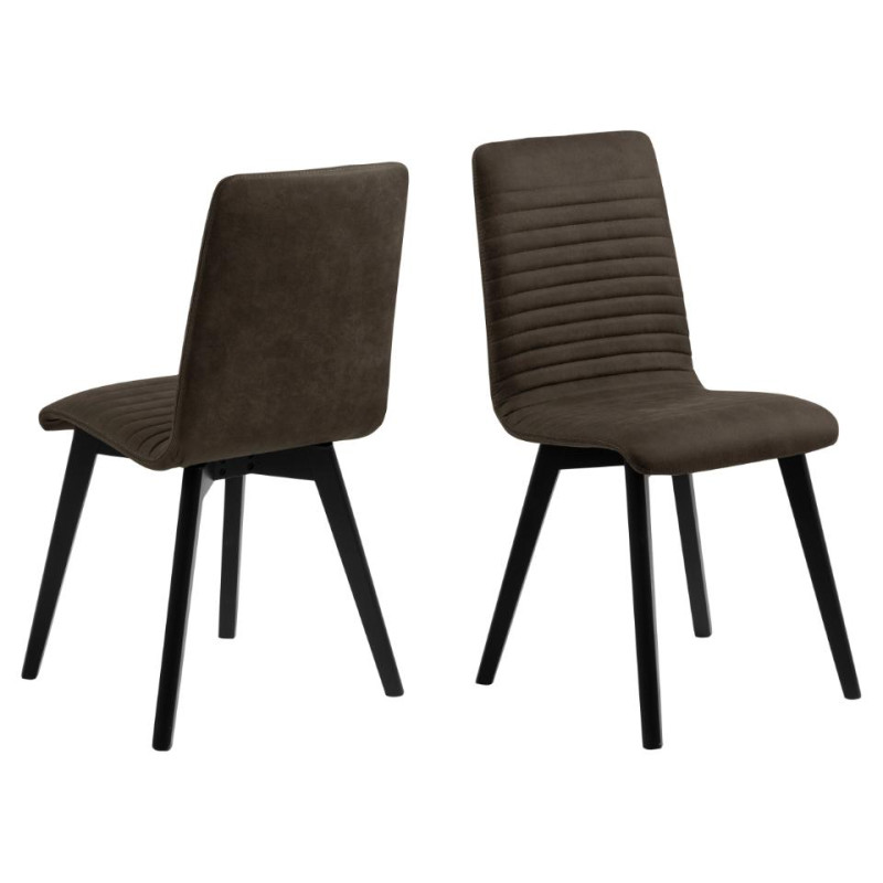 Lot 2 Chaises AROSA Chêne Noir mat & Tissu Preston Anthracite