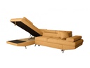 Canapé d'angle convertible RIO 5 places avec coffre de rangement en tissu - Jaune ocre - Angle Gauche