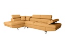 Canapé d'angle convertible RIO 5 places avec coffre de rangement en tissu - Jaune ocre - Angle Gauche