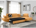 Canapé d'angle convertible RIO 5 places avec coffre de rangement en tissu - Jaune ocre - Angle Droit