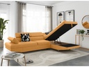 Canapé d'angle convertible RIO 5 places avec coffre de rangement en tissu - Jaune ocre - Angle Droit