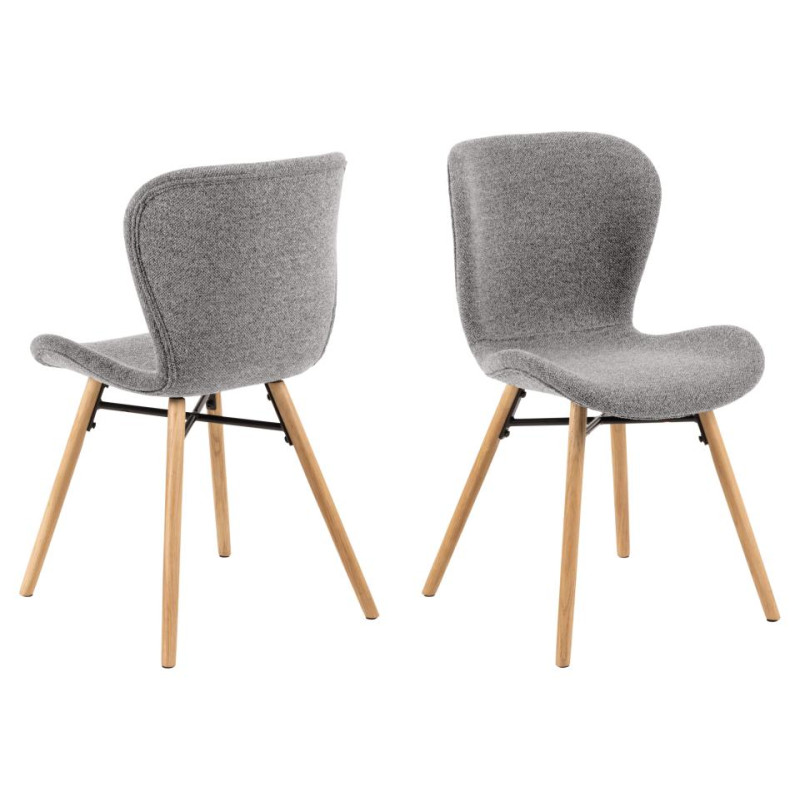 Lot 2 Chaises BATILDA  Chêne huilé & Tissu Monza Gris 