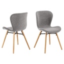 Lot 2 Chaises BATILDA  Chêne huilé & Tissu Monza Gris 