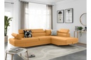 Canapé d'angle convertible RIO 5 places avec coffre de rangement en tissu - Jaune ocre - Angle Droit