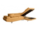 Canapé d'angle convertible RIO 5 places avec coffre de rangement en tissu - Jaune ocre - Angle Droit