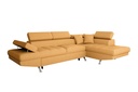 Canapé d'angle convertible RIO 5 places avec coffre de rangement en tissu - Jaune ocre - Angle Droit