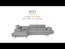 Canapé d'angle convertible RIO 5 places avec coffre de rangement en tissu - Jaune ocre - Angle Droit