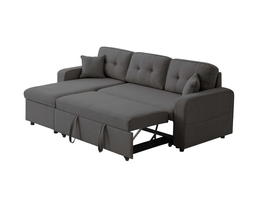Canapé d'angle convertible réversible MARIVO en tissu - Gris foncé