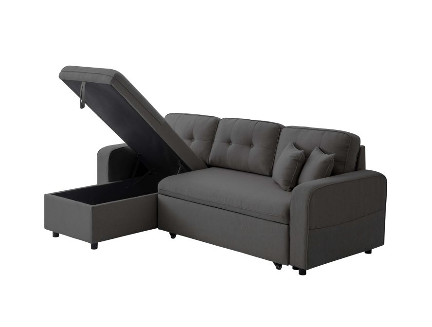 Canapé d'angle convertible réversible MARIVO en tissu - Gris foncé